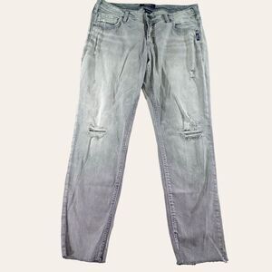 Silver Jeans Womens 36x28 Kenni Ankle Mid Rise‎ Distressed Stretch Raw Hem